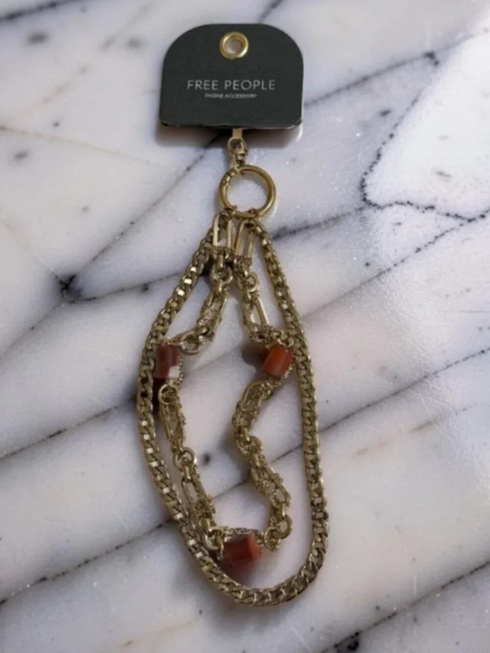 FREE PEOPLE Layered Chain Phone Wristlet Gold